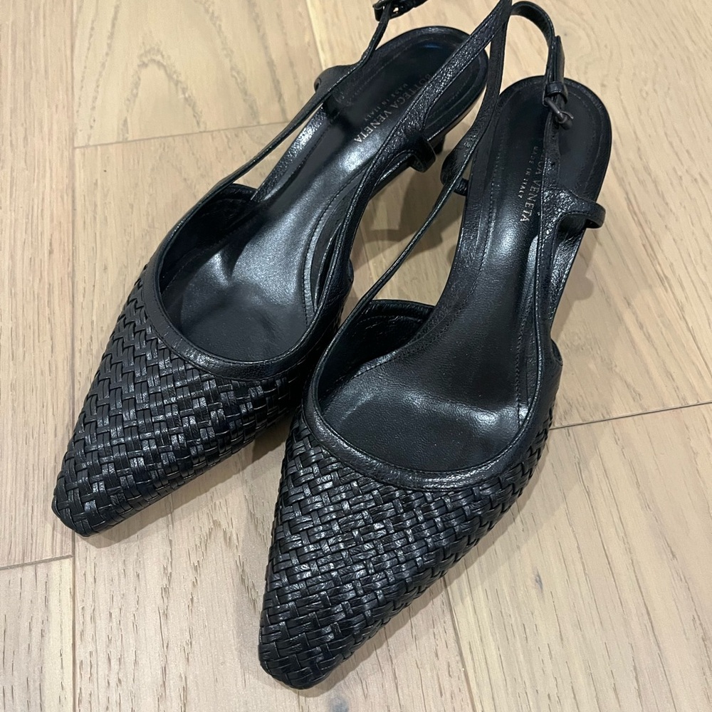 Bottega Veneta Black Woven Heels